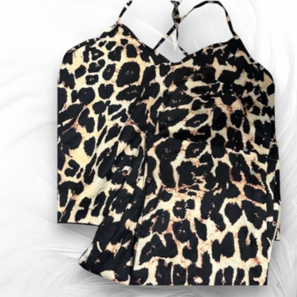 Women's Leopard Print Matching Set – Cami Top & Wide Leg Pants Size: M - Picture 4 of 9